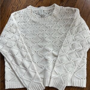 Joie Ivory Geometric Knit Sweater